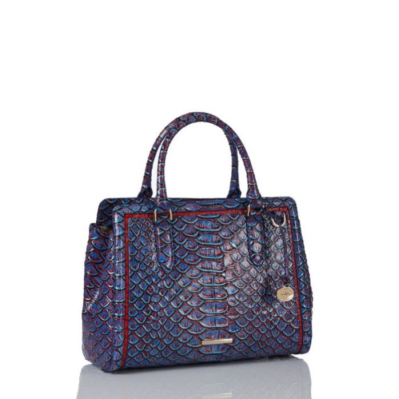 Women's Brahmin Small Finley Satchel Bags Blue | AIFH0461