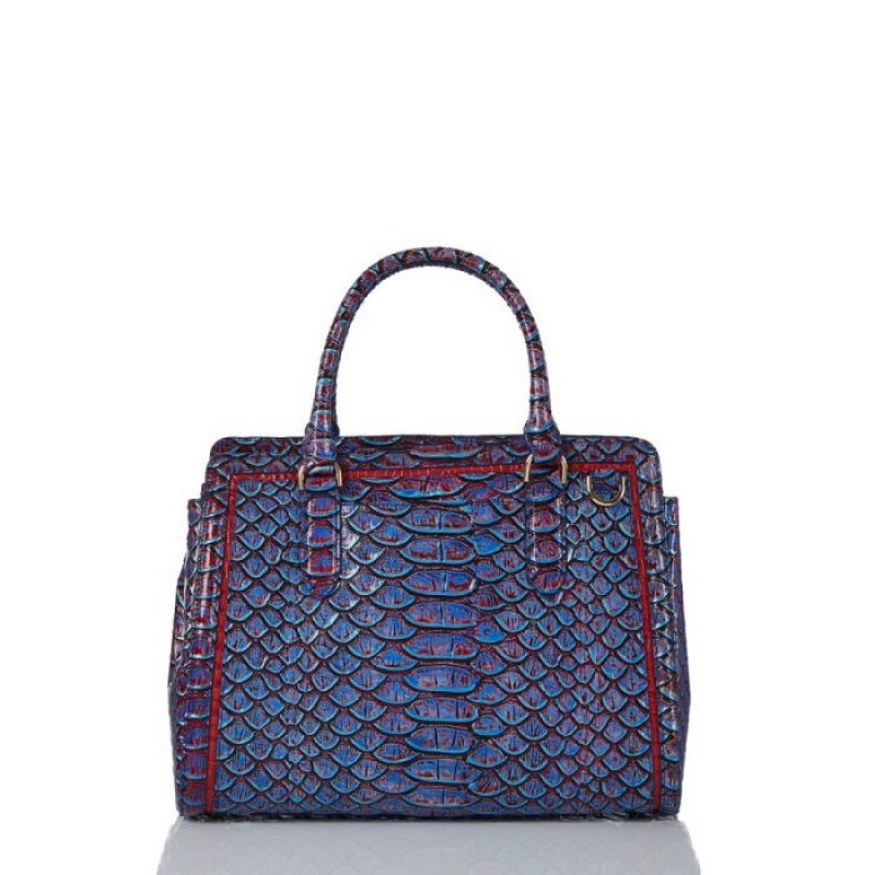 Women's Brahmin Small Finley Satchel Bags Blue | AIFH0461