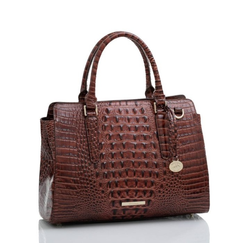 Women's Brahmin Small Finley Satchel Bags Pecan Melbourne | LNAB6313