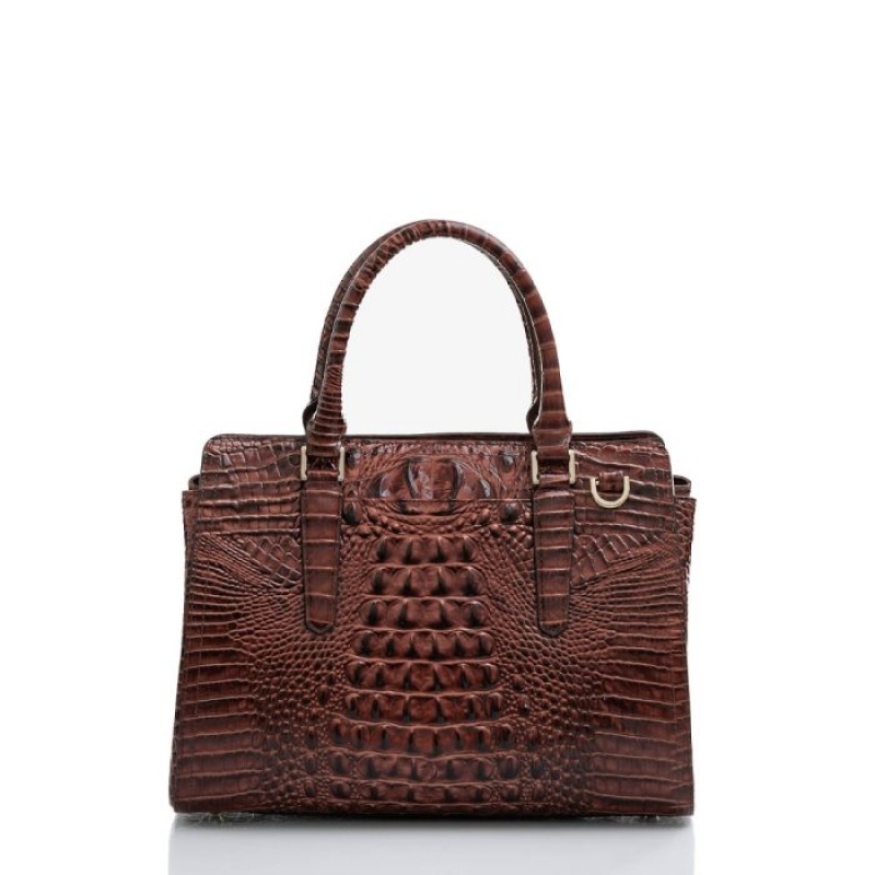 Women's Brahmin Small Finley Satchel Bags Pecan Melbourne | LNAB6313