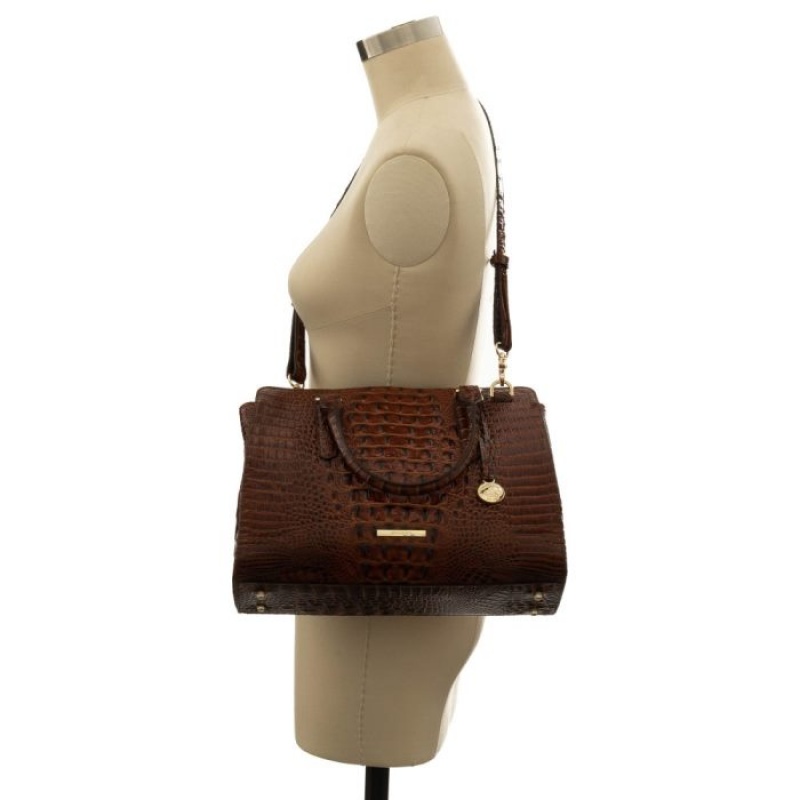 Women's Brahmin Small Finley Satchel Bags Pecan Melbourne | LNAB6313