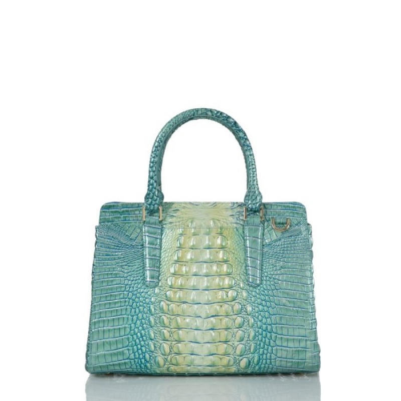 Women's Brahmin Small Finley Satchel Bags Seafoam Ombre Melbourne | IZRX5055