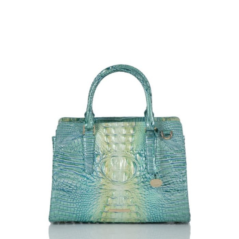 Women\'s Brahmin Small Finley Satchel Bags Seafoam Ombre Melbourne | IZRX5055