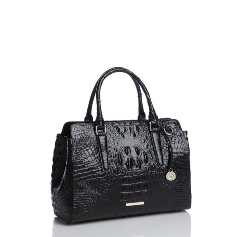 Women's Brahmin Small Finley Satchel Bags Black | YUSG4371