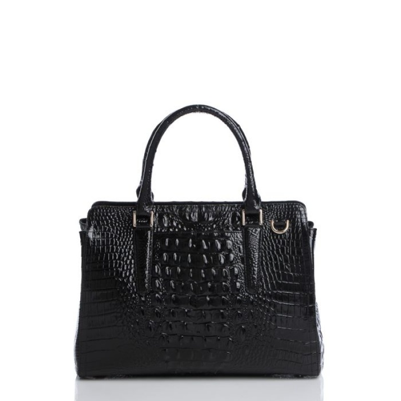 Women's Brahmin Small Finley Satchel Bags Black | YUSG4371