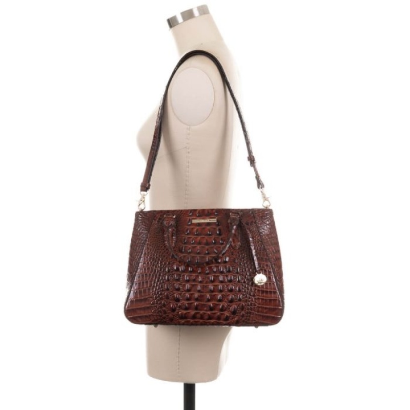 Women's Brahmin Small Irene Satchel Bags Pecan Melbourne | OUBR5416