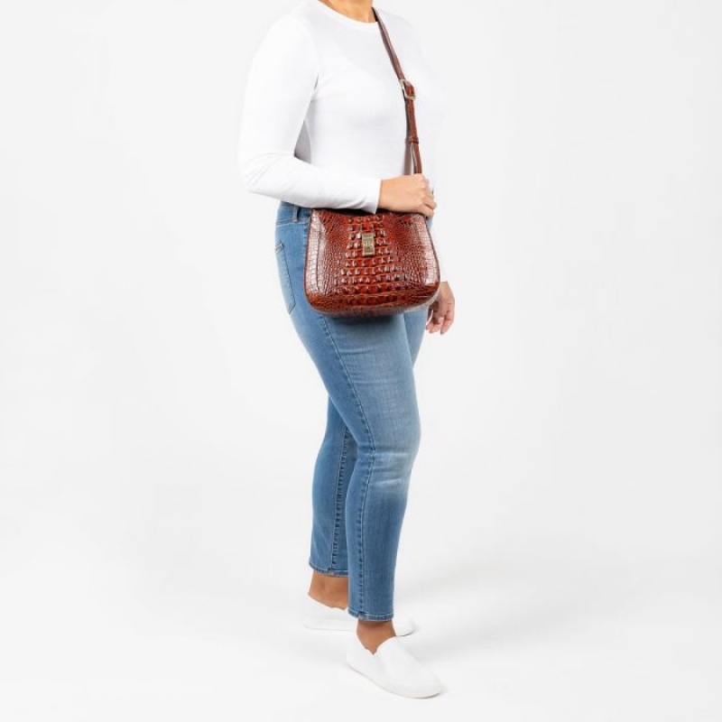 Women's Brahmin Small Johanna Crossbody Bags Pecan Melbourne | WPOT9993