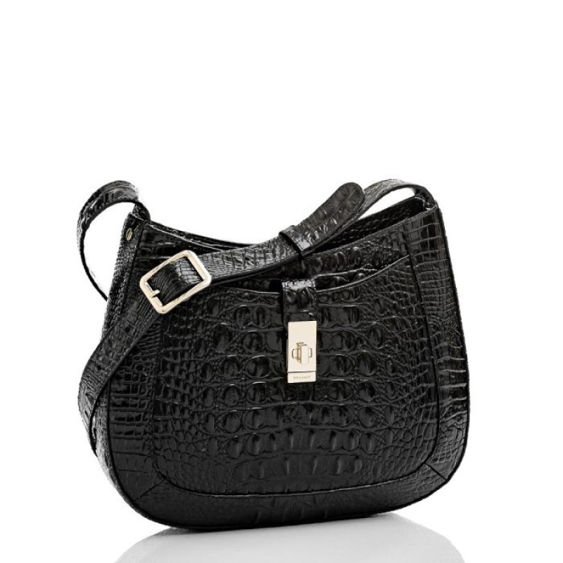 Women's Brahmin Small Johanna Crossbody Bags Black | PKBW7331