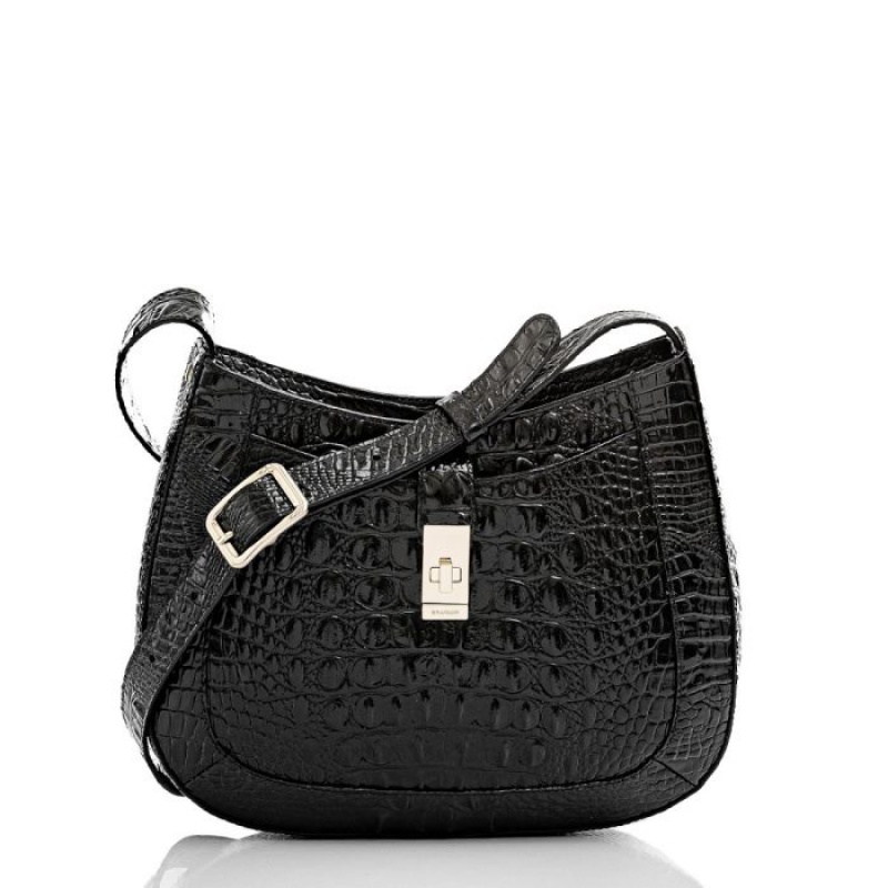 Women\'s Brahmin Small Johanna Crossbody Bags Black | PKBW7331