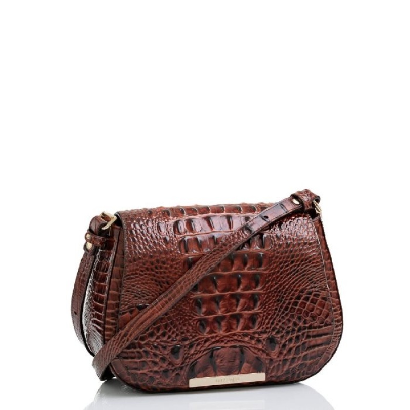 Women's Brahmin Small Nadine Crossbody Bags Pecan Melbourne | AMZI6518