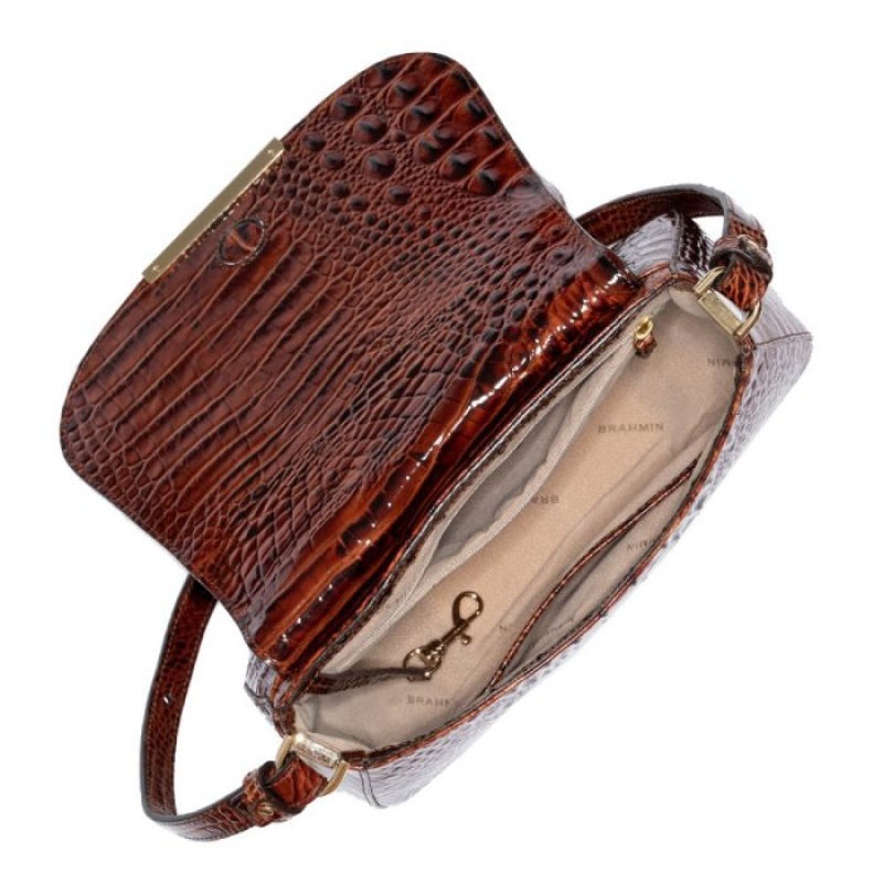 Women's Brahmin Small Nadine Crossbody Bags Pecan Melbourne | AMZI6518