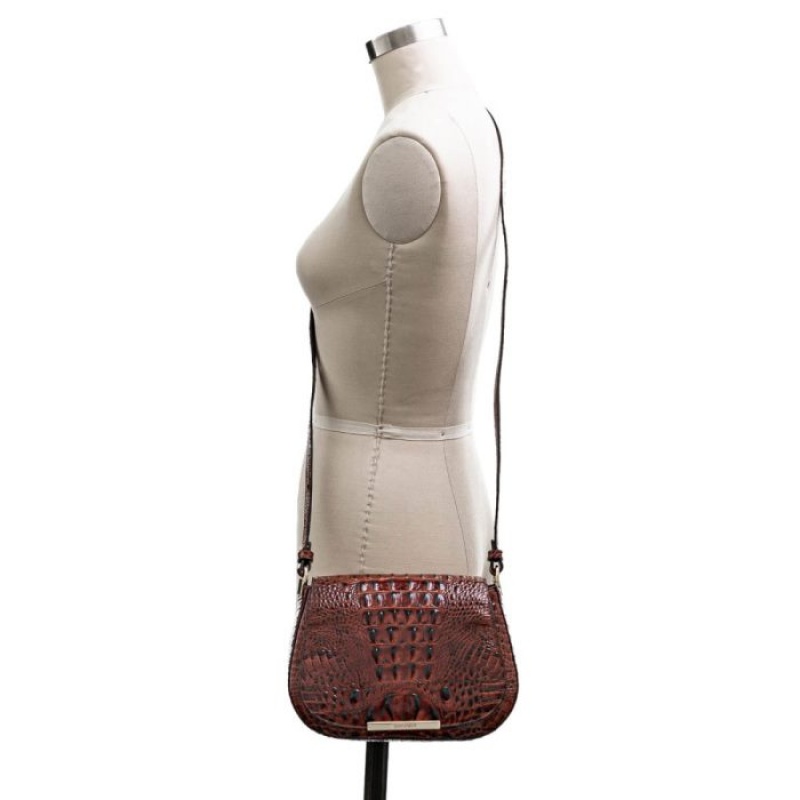 Women's Brahmin Small Nadine Crossbody Bags Pecan Melbourne | AMZI6518