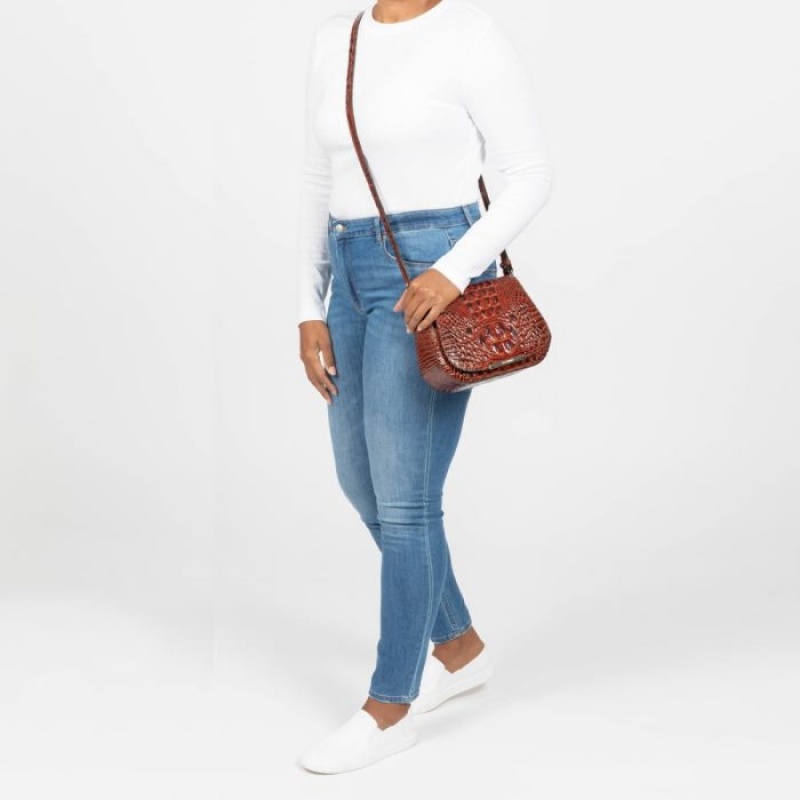 Women's Brahmin Small Nadine Crossbody Bags Pecan Melbourne | AMZI6518