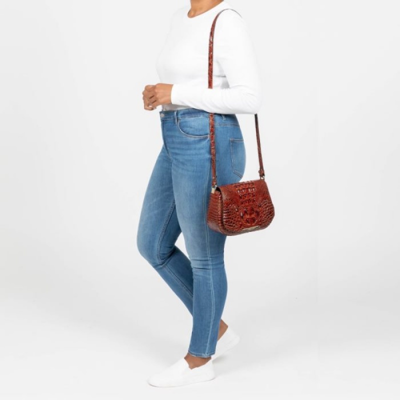 Women's Brahmin Small Nadine Crossbody Bags Pecan Melbourne | AMZI6518