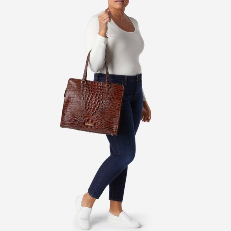 Women's Brahmin Tia Tote Bags Blue | CWIH9726